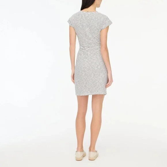 J. Crew Striped Casual Blue Red Cotton Tie Waist Nautical Preppy Shirt Dress LG - Picture 10 of 15